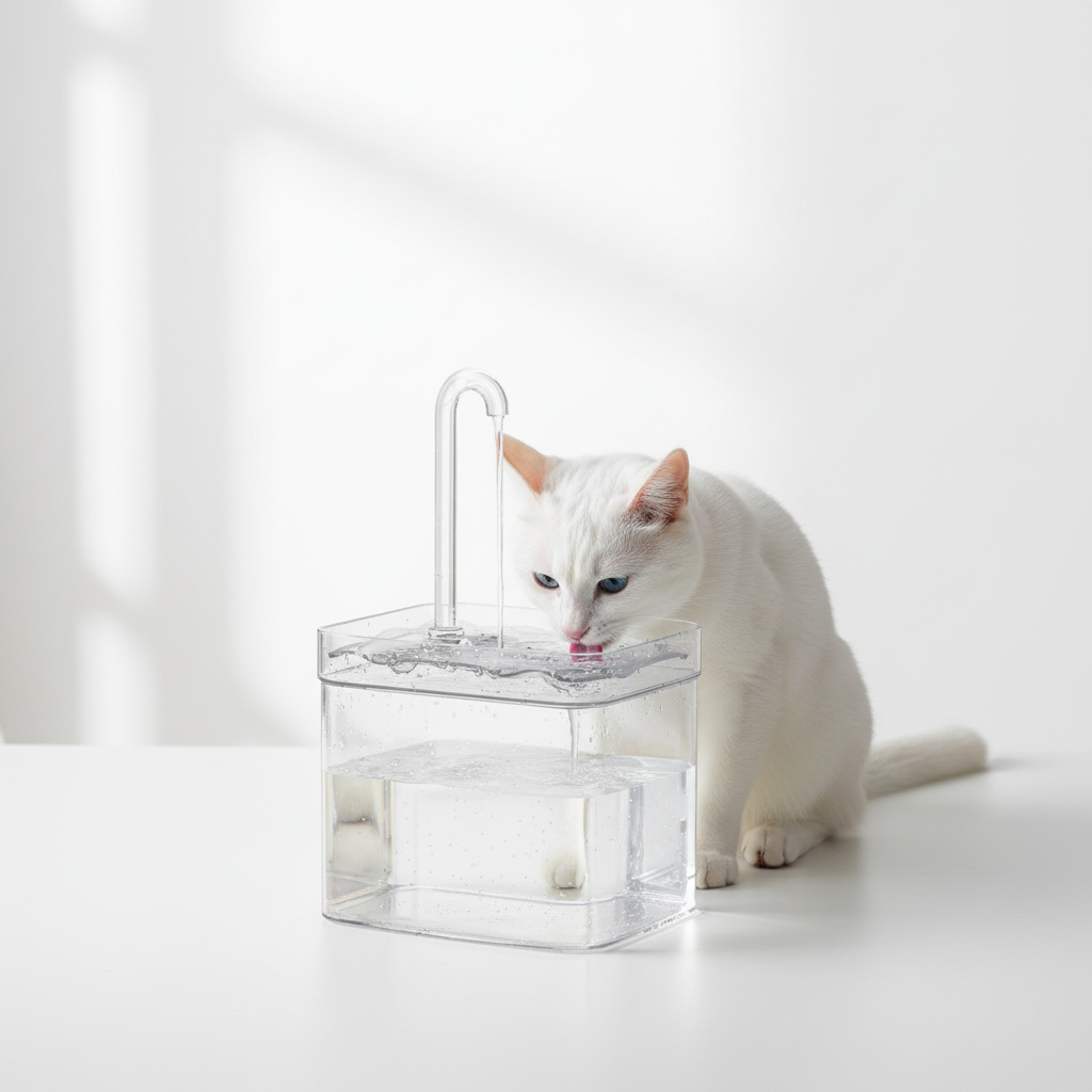 Fonte de Água para Gatos — Design Transparente