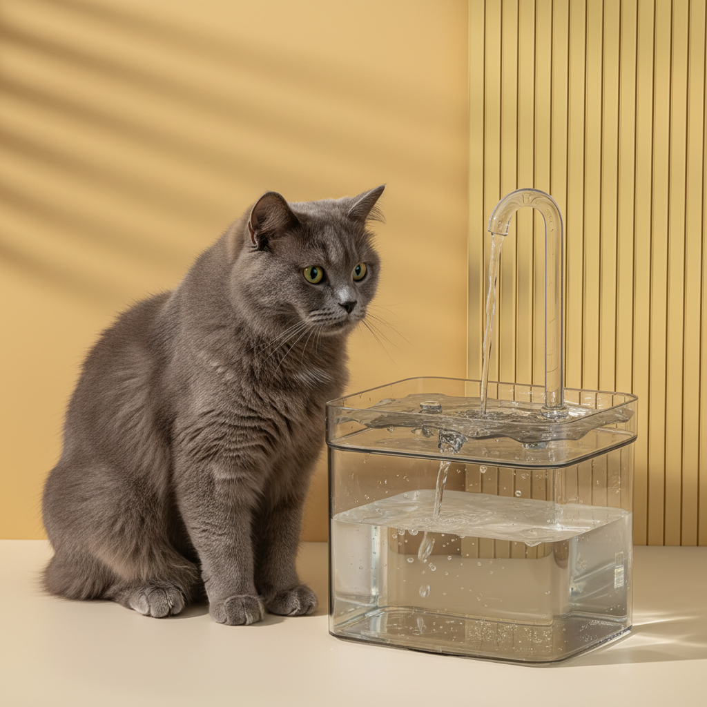 Fonte de Água para Gatos — Design Transparente