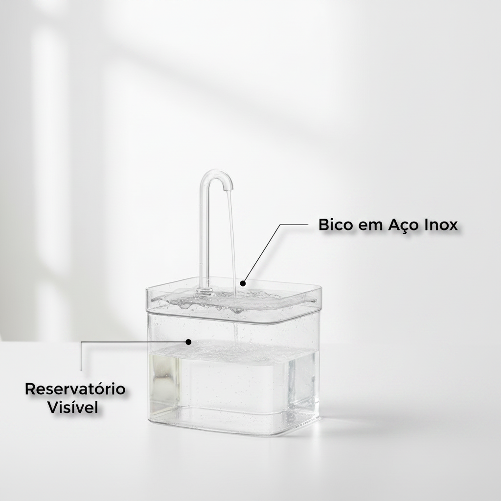 Fonte de Água para Gatos — Design Transparente